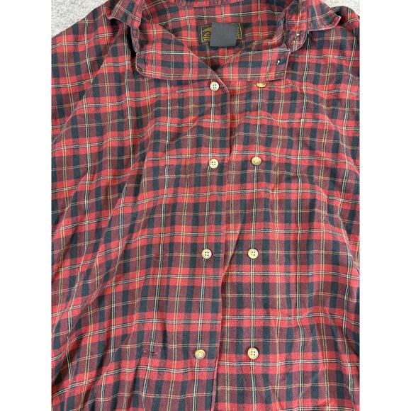 VINTAGE Eddie Bauer Flannel Shirt Women Medium Red Plaid Relaxed Fit Outdoor 90s - Picture 4 of 7